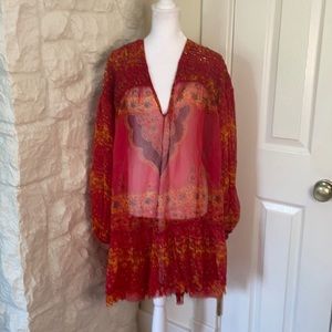 Free People This Love Embellished Red Tunic